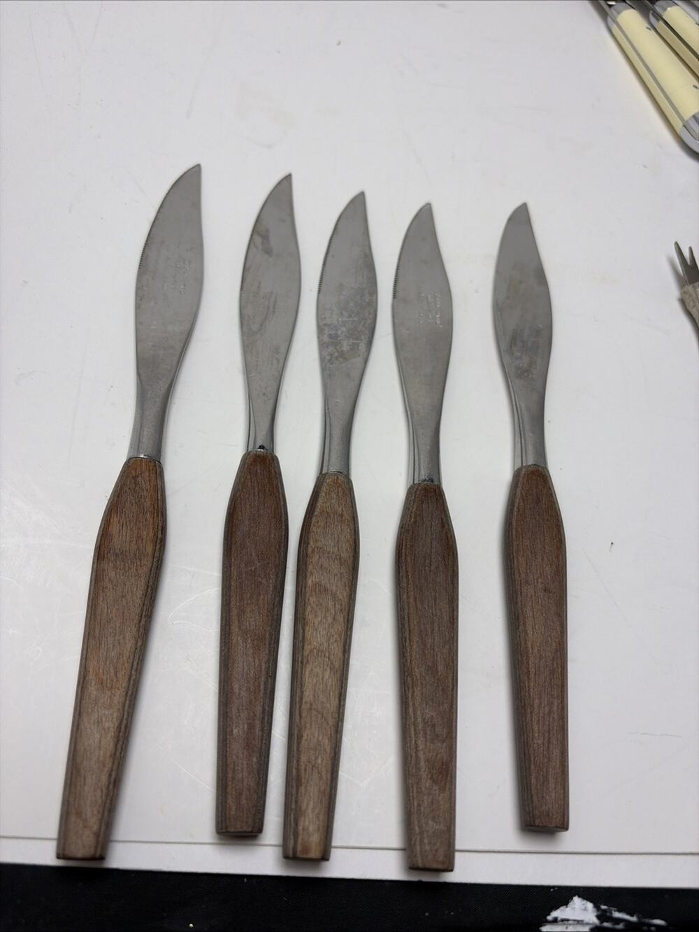 5 Serrate Knife Fleetwood Design Stainless Wood Handle Mid Century Swanky Barn